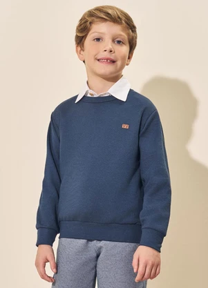 Abrange - Blusão em Moletinho Waffle Infantil Menino Azul - ABRANGE