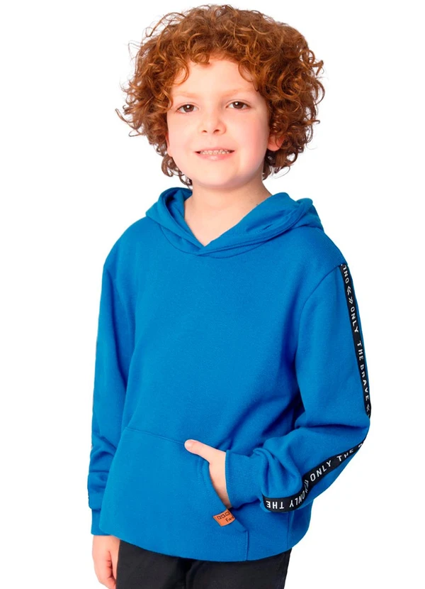 Ddk - Blusão em Moletom com Capuz e Bolso Azul