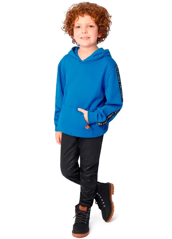 Ddk - Blusão em Moletom com Capuz e Bolso Azul 2