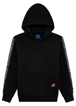 Ddk - Blusão em Moletom com Capuz e Bolso Preto - DDK