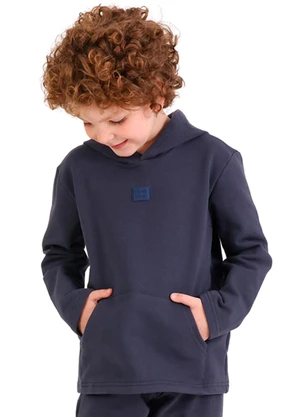 Tink Bink - Blusão em Moletom com Etiqueta Decorativa Azul - TINK BINK