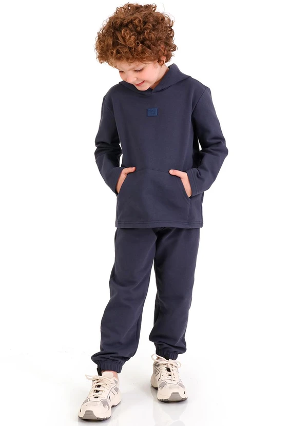 Tink Bink - Blusão em Moletom com Etiqueta Decorativa Azul 2