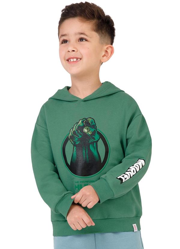 Malwee Kids - Blusão em Moletom Hulk® Menino Verde 1
