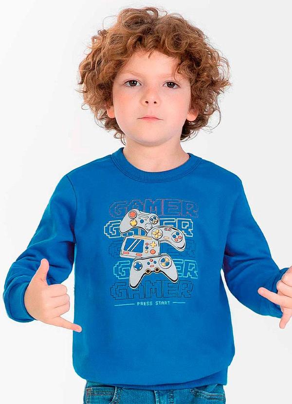 Cativa Kids - Blusão Estampado Masculino Infantil Azul