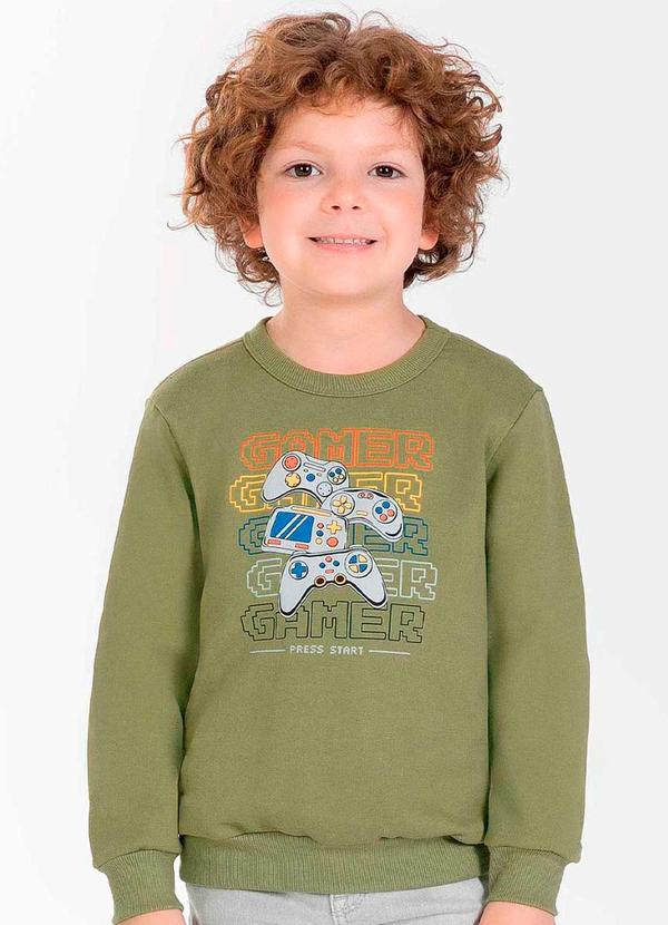 Cativa Kids - Blusão Estampado Masculino Infantil Verde