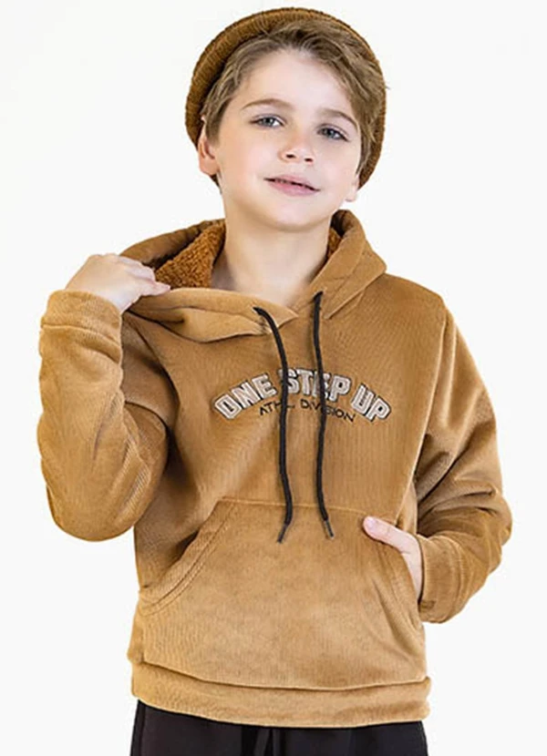 Soft Bonni - Blusão Infantil em Cotelê Dublado Bege