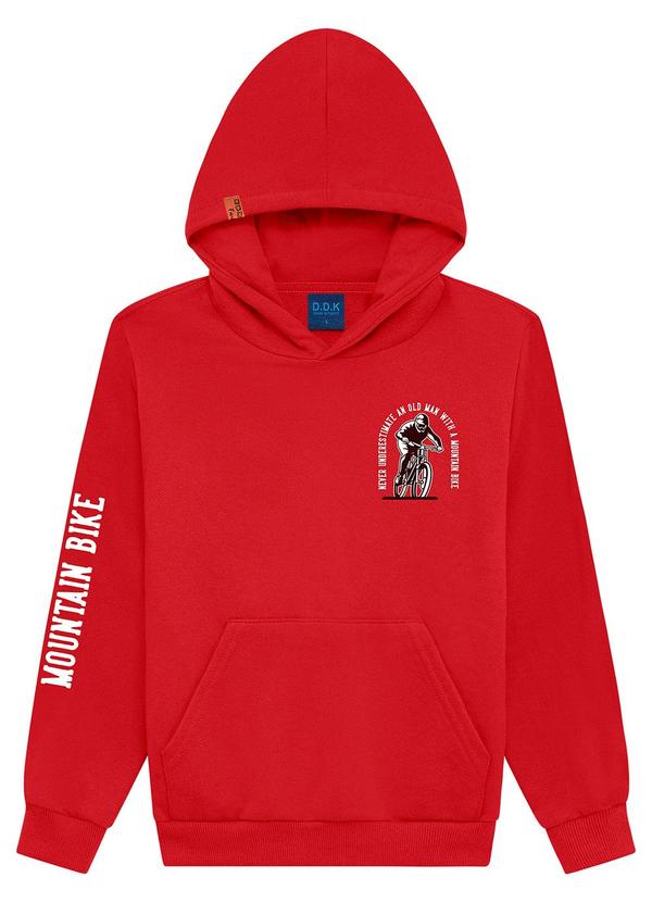 Ddk - Blusão Infantil em Moletom com Capuz Vermelho