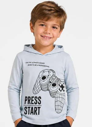 Select - Blusão Infantil Estampado com Capuz Cinza - SELECT