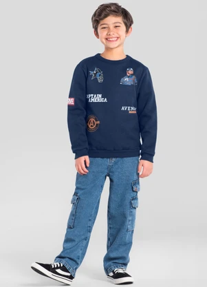 Brandili - Blusão Infantil Menino Avengers Azul - BRANDILI