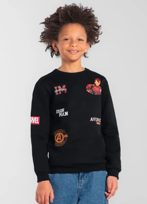 Brandili - Blusão Infantil Menino Avengers Preto - BRANDILI