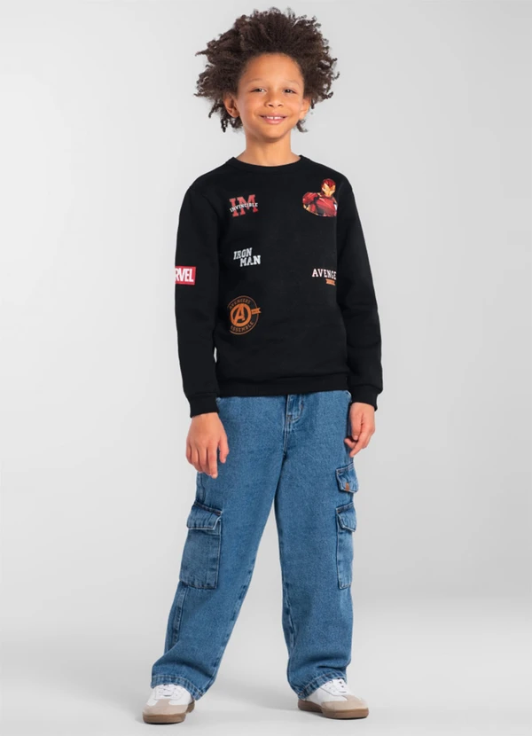 Brandili - Blusão Infantil Menino Avengers Preto 2
