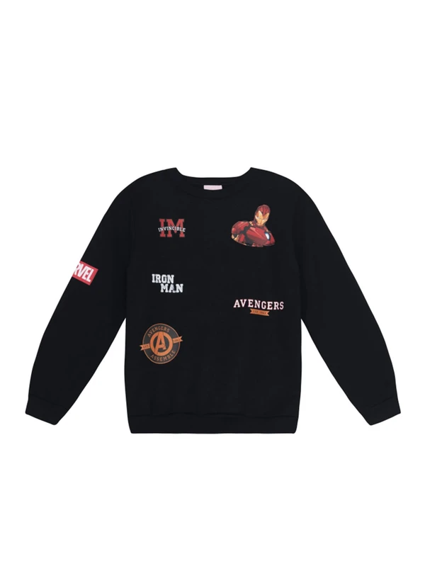 Brandili - Blusão Infantil Menino Avengers Preto 3