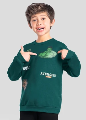 Brandili - Blusão Infantil Menino Avengers Verde - BRANDILI