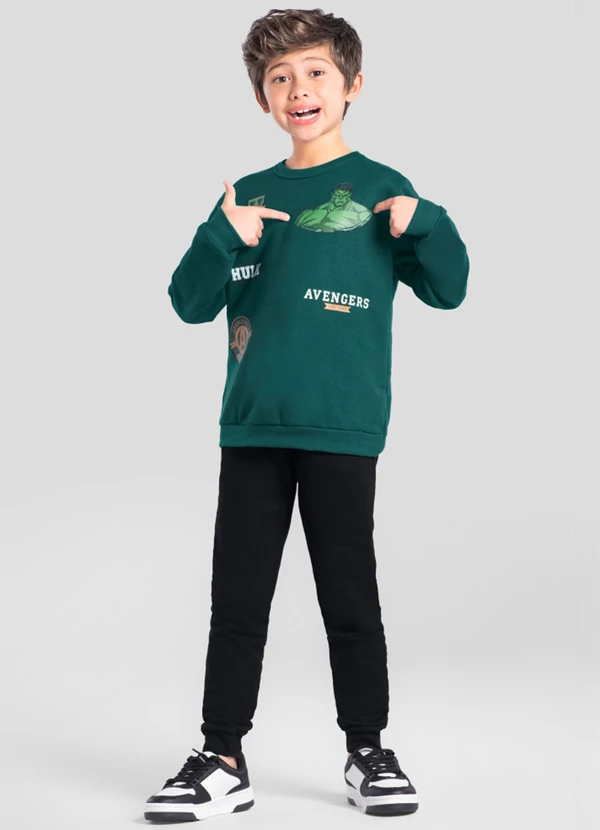 Brandili - Blusão Infantil Menino Avengers Verde 2