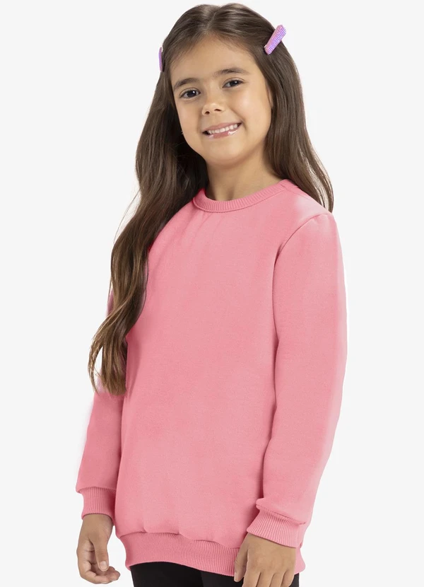 Rovi Kids - Blusão Infantil Moletom Básico Rosa 4