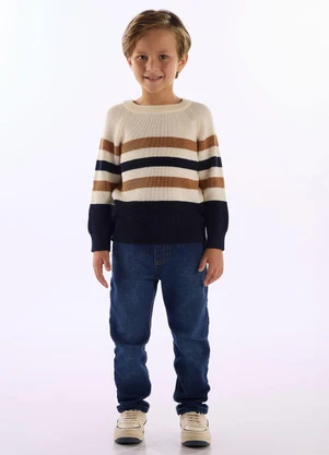Up Baby - Blusão Infantil Tricot Listrado Azul - UP BABY