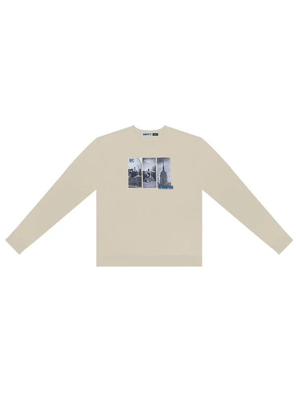 Minty - Blusão Juvenil Masculino em Moletom Bege