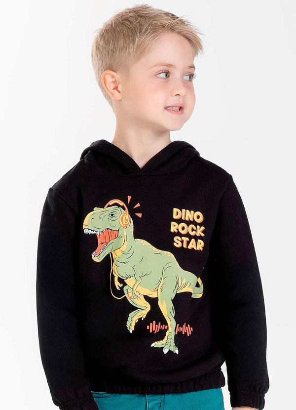 Cativa Kids - Blusão Masculino Infantil com Capuz Preto