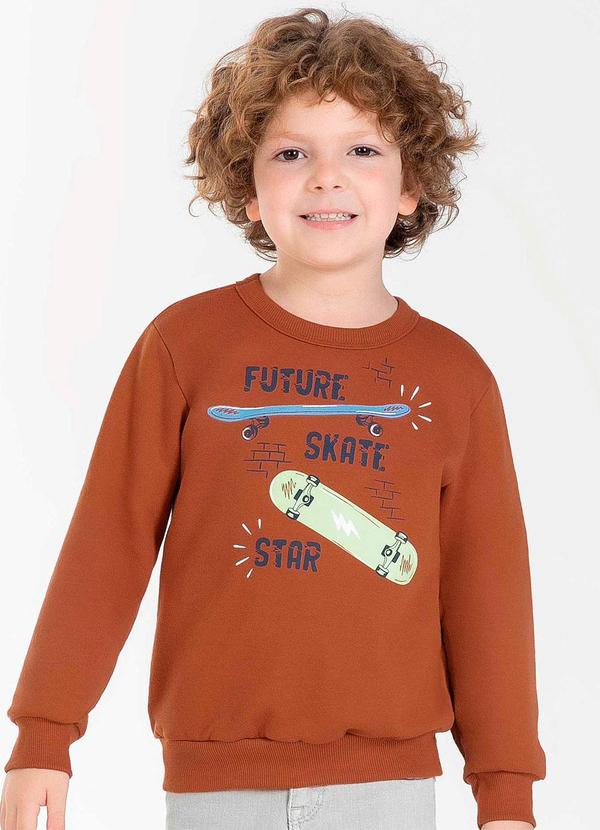 Cativa Kids - Blusão Masculino Infantil Estampado Marrom