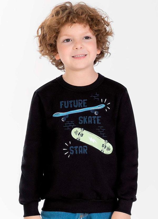 Cativa Kids - Blusão Masculino Infantil Estampado Preto
