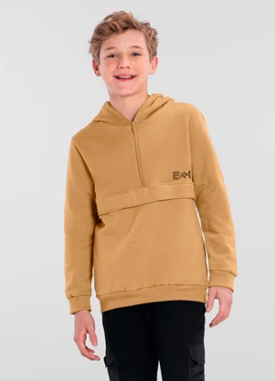Brandili - Blusão Menino em Moletom Marrom - BRANDILI