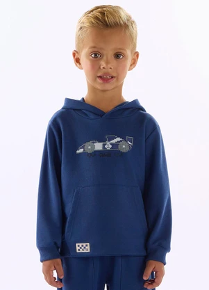 Up Baby - Blusão Moletom Carro Corrida Azul - UP BABY