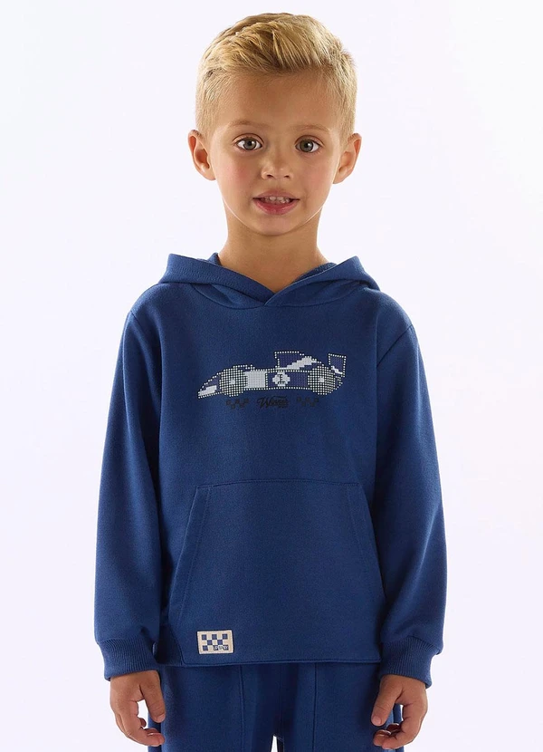 Up Baby - Blusão Moletom Carro Corrida Azul