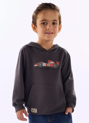 Up Baby - Blusão Moletom Carro Corrida Cinza - UP BABY