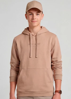 Minty - Blusão Moletom com Capuz e Bolsos Marrom - MINTY