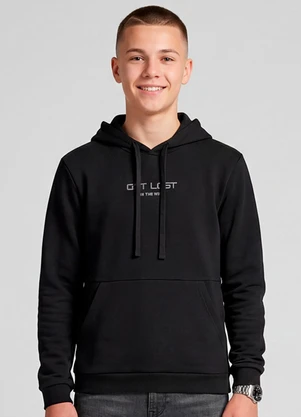 Minty - Blusão Moletom com Capuz e Bolsos Preto - MINTY