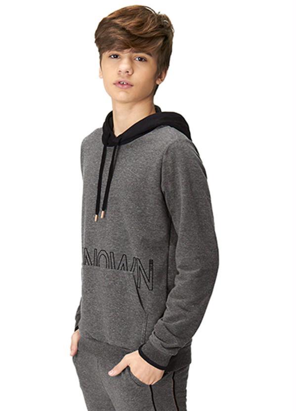 Hapier - Blusão Moletom com Capuz Juvenil Menino Cinza