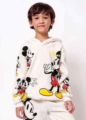 Torra - Blusão Moletom Infantil Capuz Mickey Off White - TORRA