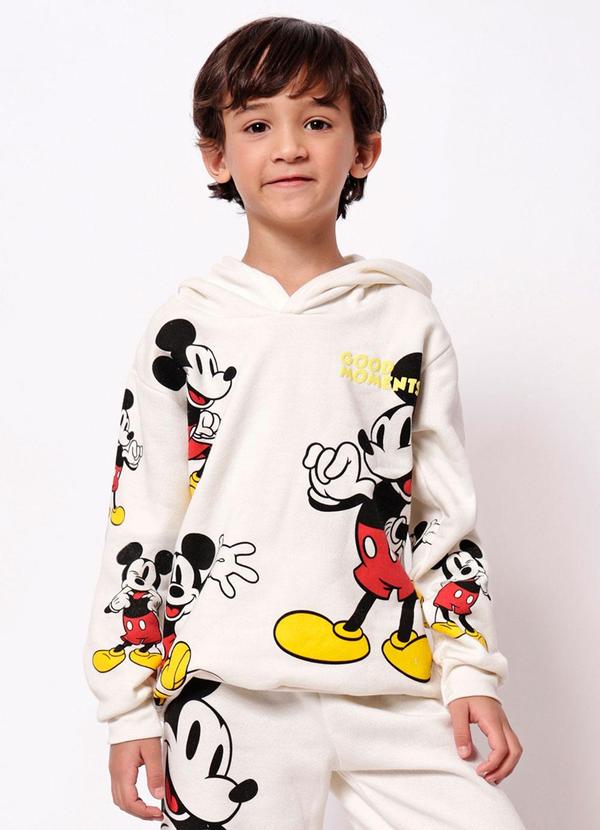 Torra - Blusão Moletom Infantil Capuz Mickey Off White