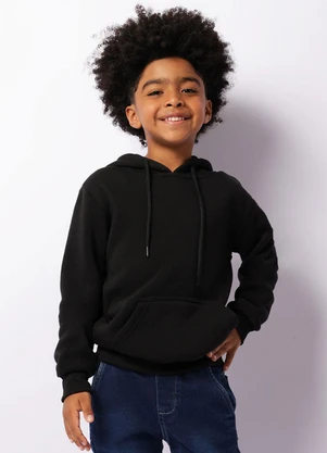 Torra - Blusão Moletom Infantil com Capuz Básico Preto - TORRA