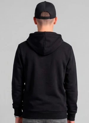 Minty - Blusão Moletom Peluciado com Capuz Preto - MINTY
