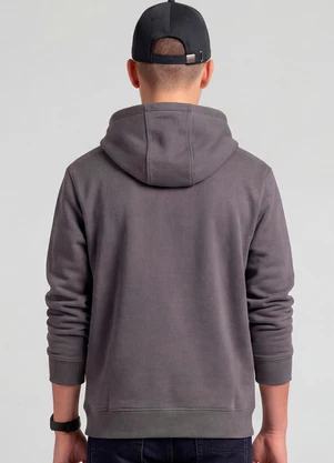 Minty - Blusão Piquet com Capuz e Bordado Cinza - MINTY