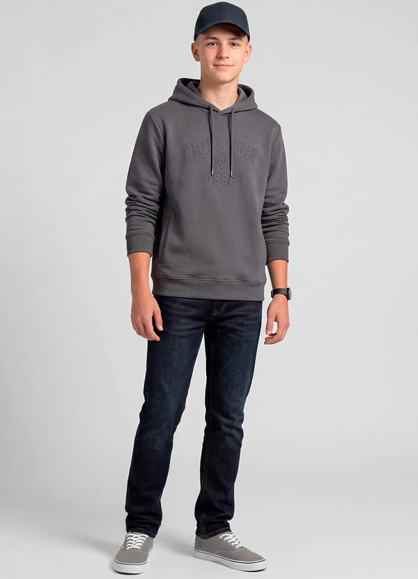 Minty - Blusão Piquet com Capuz e Bordado Cinza 3