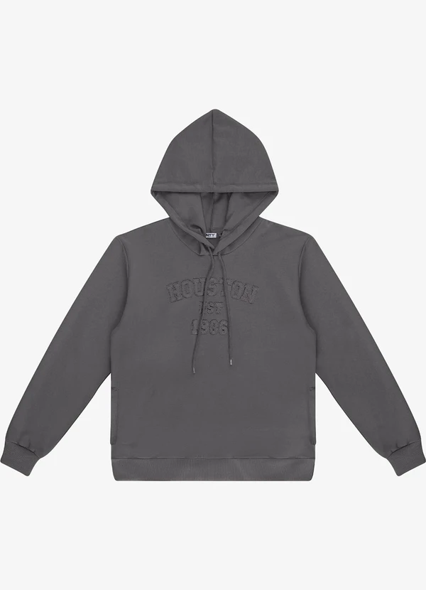 Minty - Blusão Piquet com Capuz e Bordado Cinza 4