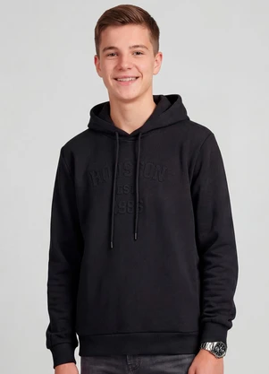 Minty - Blusão Piquet com Capuz e Bordado Preto - MINTY