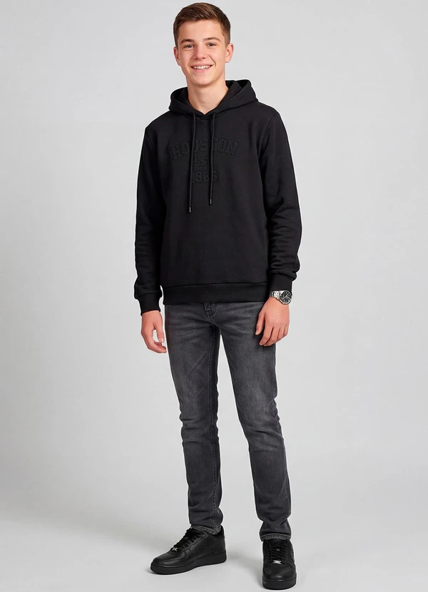 Minty - Blusão Piquet com Capuz e Bordado Preto 3