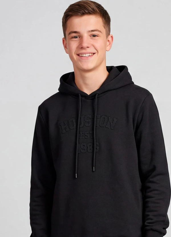 Minty - Blusão Piquet com Capuz e Bordado Preto 4