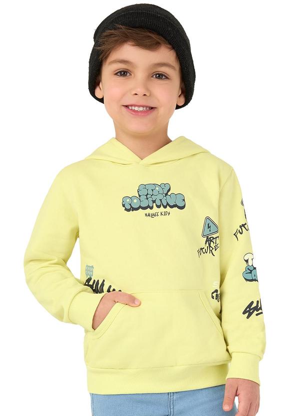 Malwee Kids - Blusão Stay Positive em Moletom Amarelo