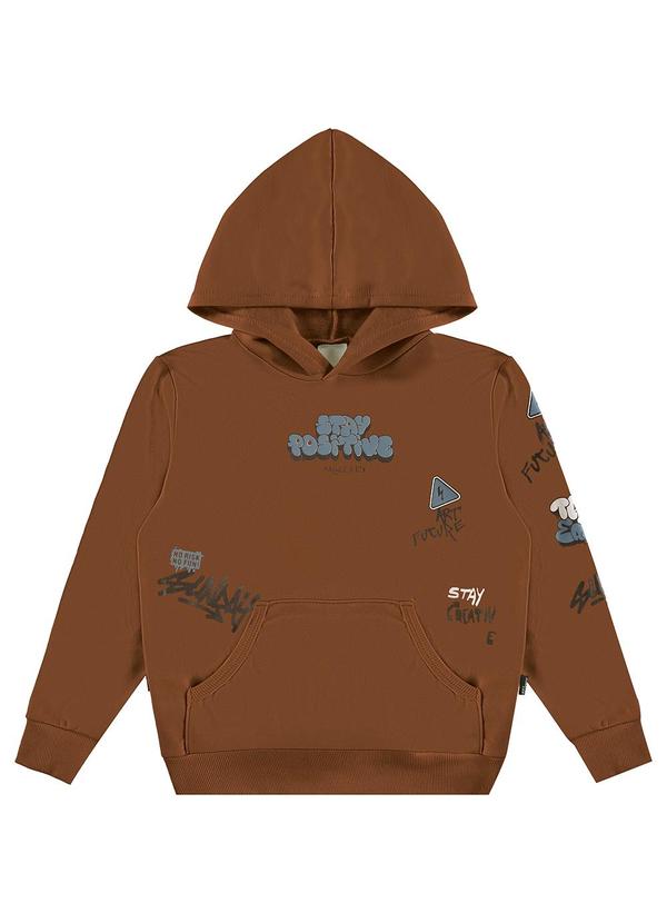 Malwee Kids - Blusão Stay Positive em Moletom Marrom