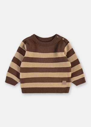 Up Baby - Blusão Tricot Bebê Menino Listrado Marrom - UP BABY