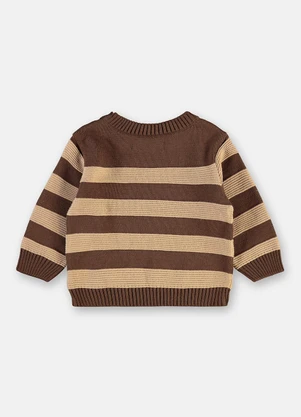 Up Baby - Blusão Tricot Bebê Menino Listrado Marrom - UP BABY