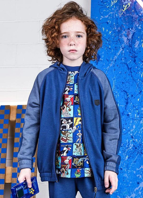 Youccie - Conjunto Infantil de Moletom com Recortes Azul