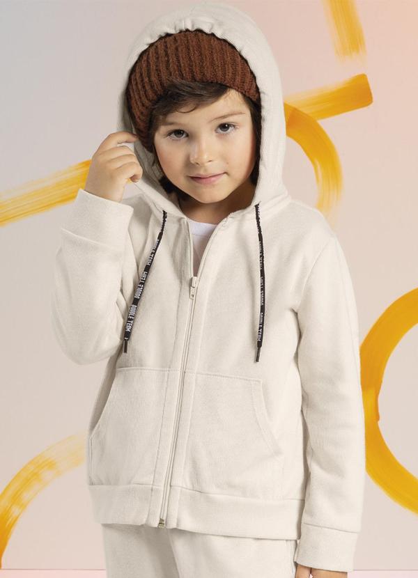 Cativa Kids - Jaqueta em Moletom com Cadarço Bege