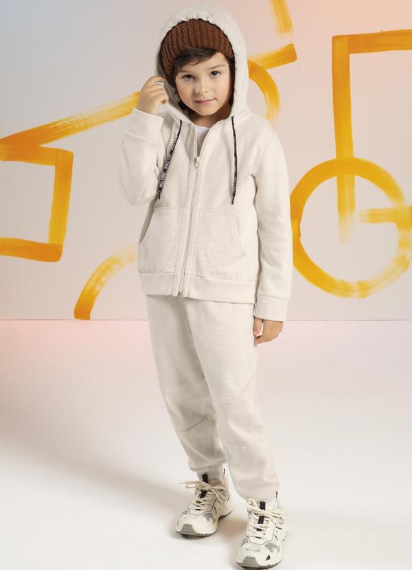 Cativa Kids - Jaqueta em Moletom com Cadarço Bege 2