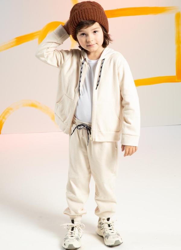 Cativa Kids - Jaqueta em Moletom com Cadarço Bege 3