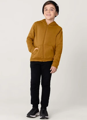 Brandili - Jaqueta Infantil Menino em Moletom Marrom - BRANDILI